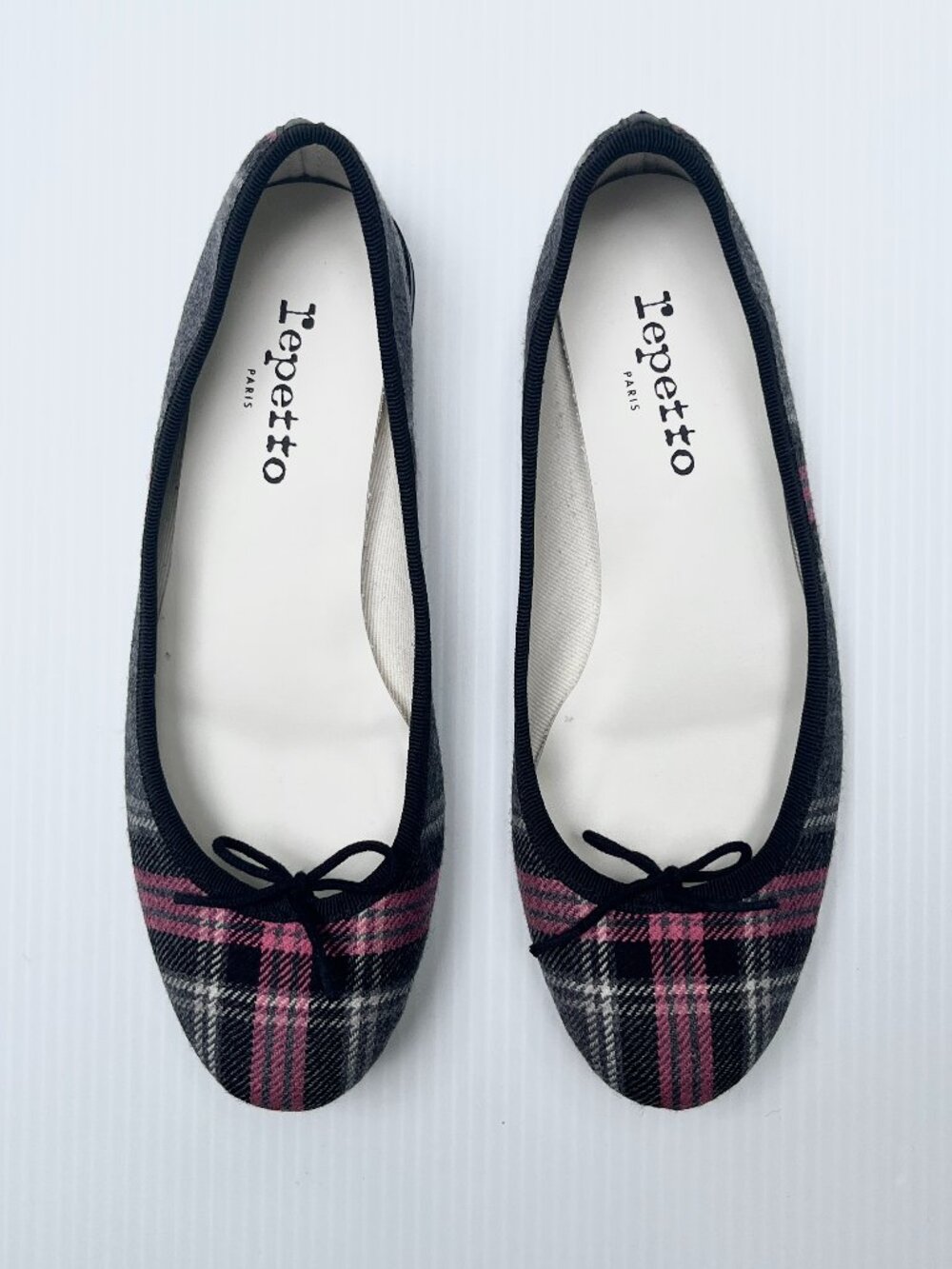 Rare Repetto Cendrillon Ballet Flats in Black & Pink Plaid - Size 36 EU/5 US